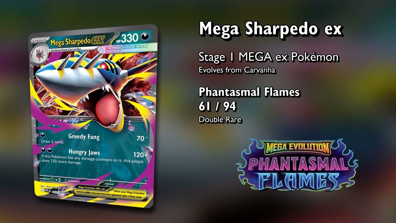 PFL 061 Mega Sharpedo ex Pokémon   Phantasmal Flames   5ban Graphics   Cozy Cardboard Chronicle