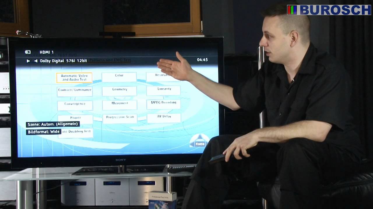 Workshop: einfache Qualitätsbeurteilung von TV-Geräten mit Burosch Testbildern am Sony KDL46HX925