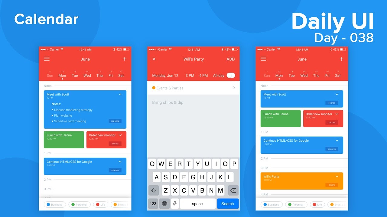 Daily UI - Day 038 - Calendar