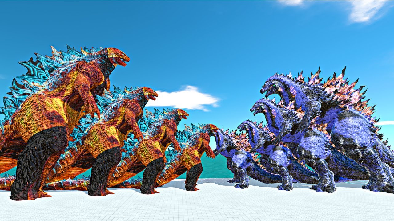 Legendary Battle - Fire Godzilla vs Ice Gojira | Comparison Size | Animal Revolt Battle Simulator