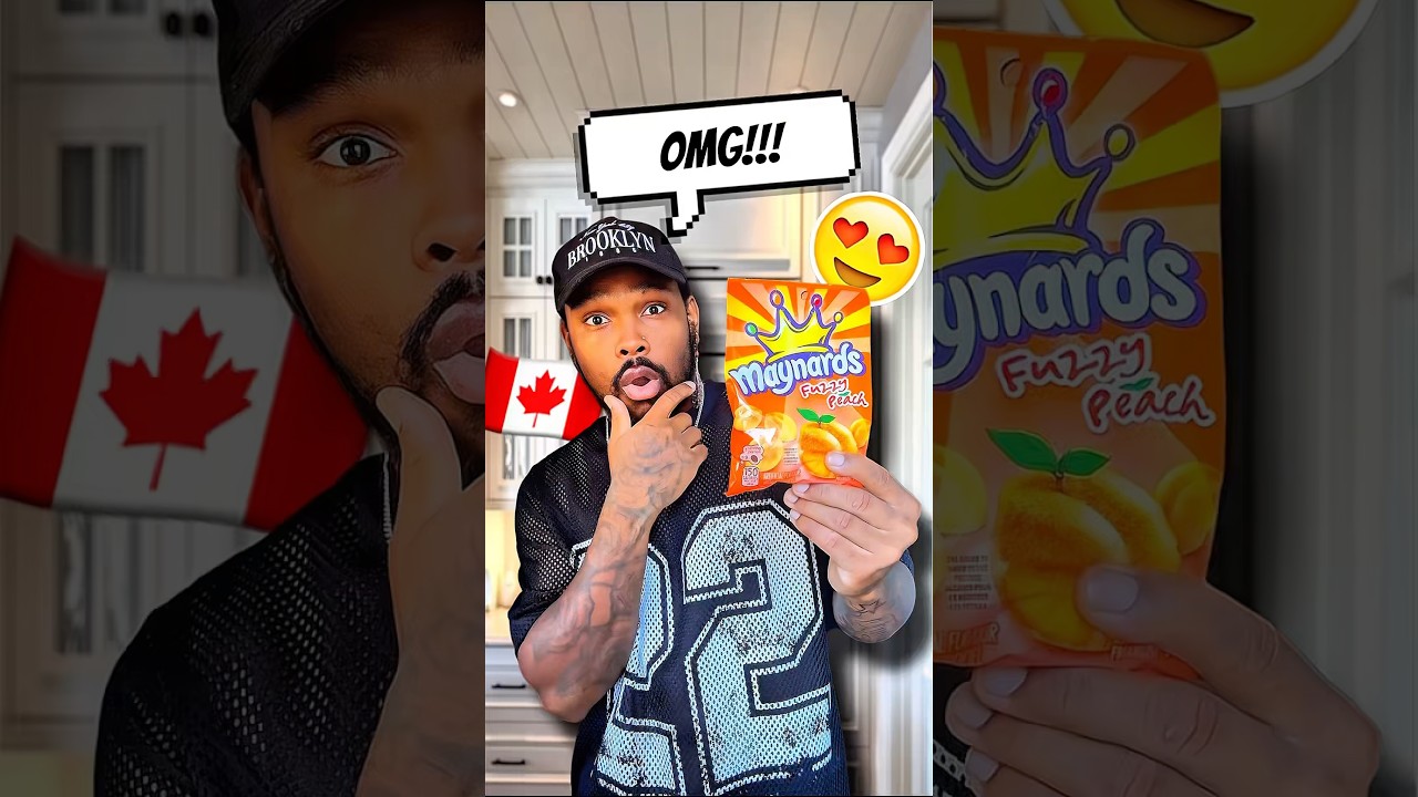 American Tries Canada’s Fuzzy Peach Candy for the First Time! 🤯🇨🇦
