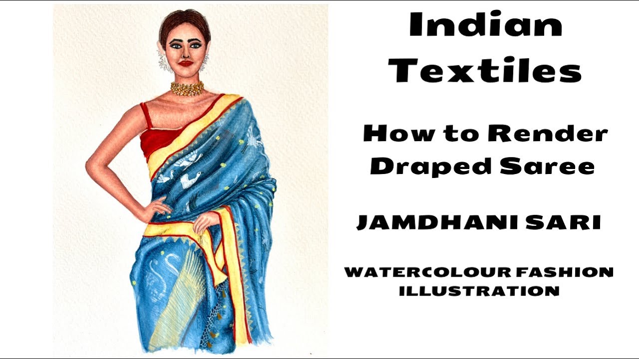 Indian Fashion Illustration | Indian Textile | Saree Drape Illustration | Fashion Illustration