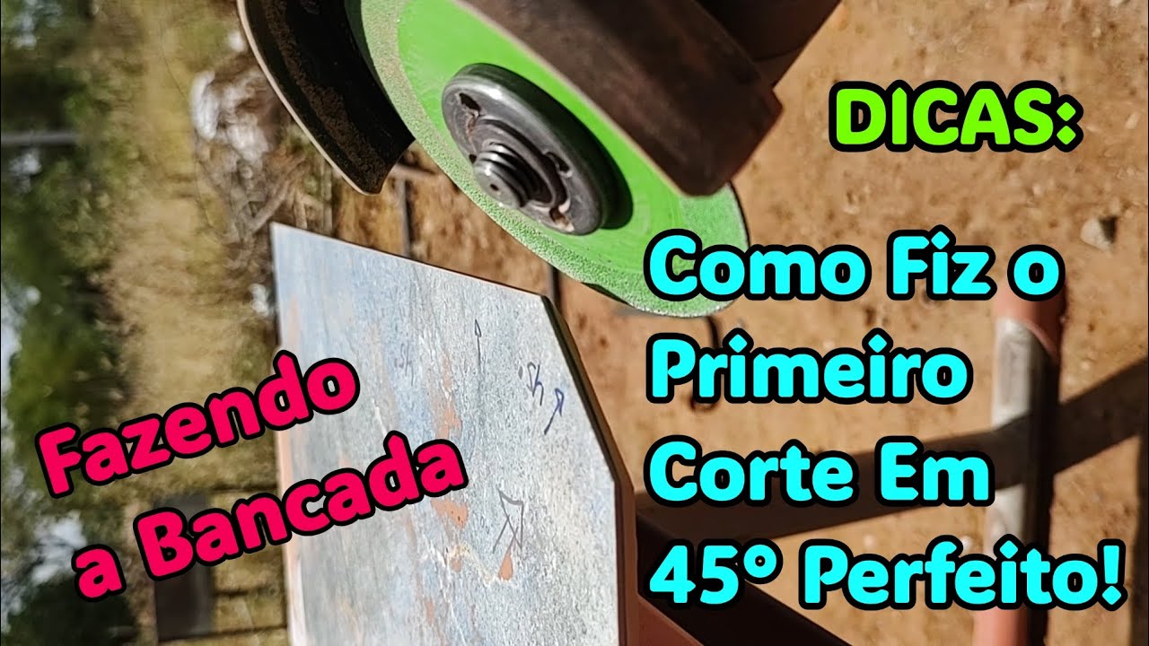 Como fazer o corte de 45° graus fácil, em cerâmica ou porcelanato. Fiz primeira vez sem errar. 