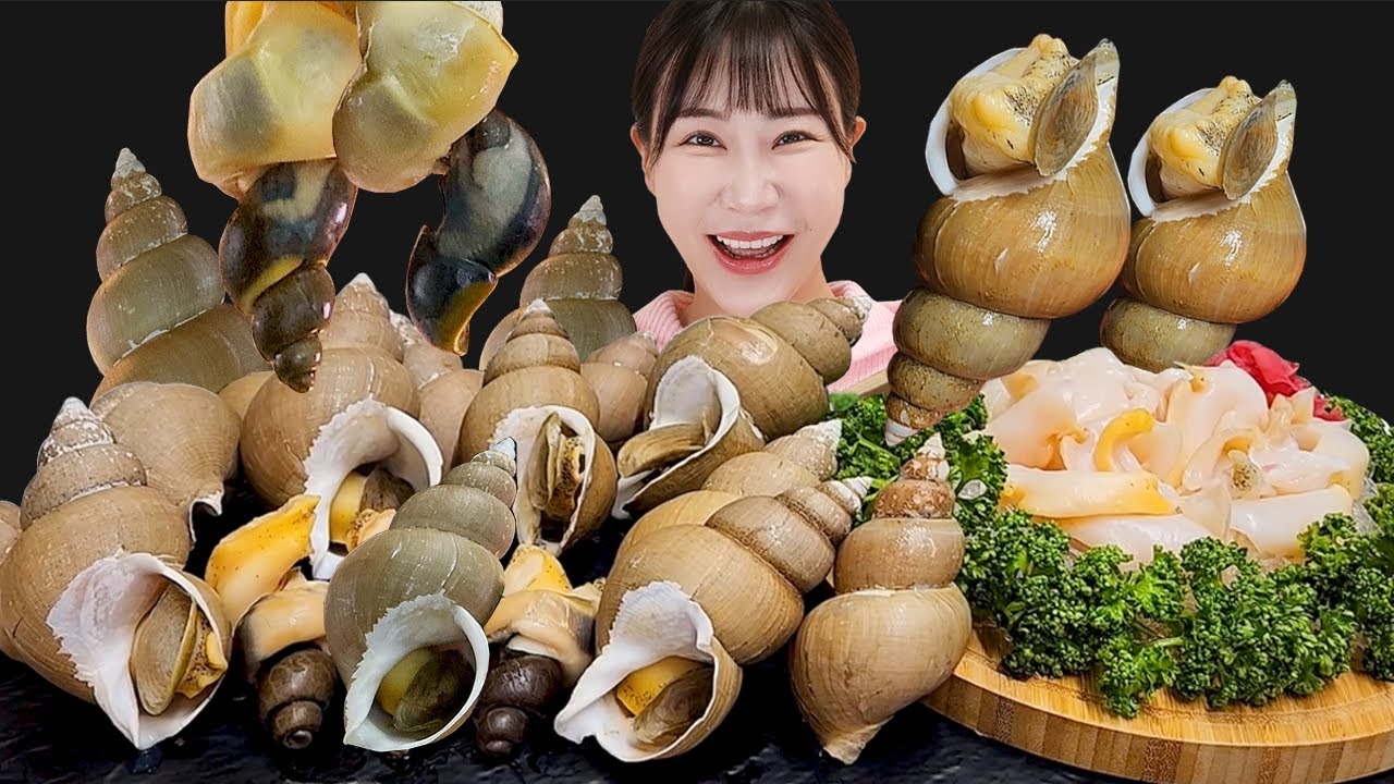 Сырьевое морское раковина , паровая морская раковина (Велк) Звуки для еды MUKBANG