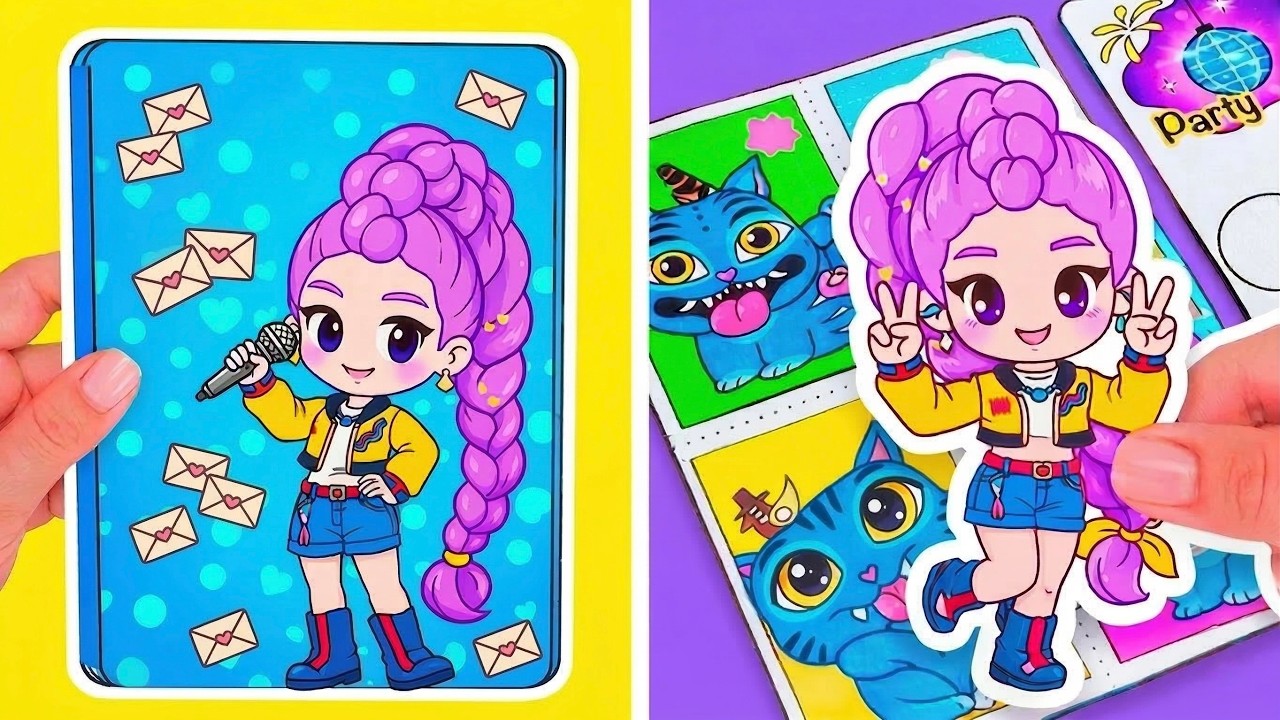 Vibras de Estrella Pop & Magia Huntrix! 🌸✨ Aventura DIY con Libro-Juego de Papel
