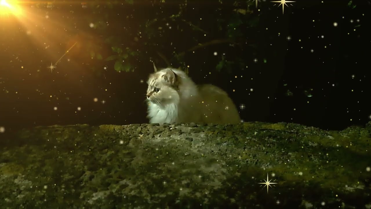 🐱A Sign of Trust & A Majestic Face Like a Coin Portrait 🪙 (White Cat in the Dark)
