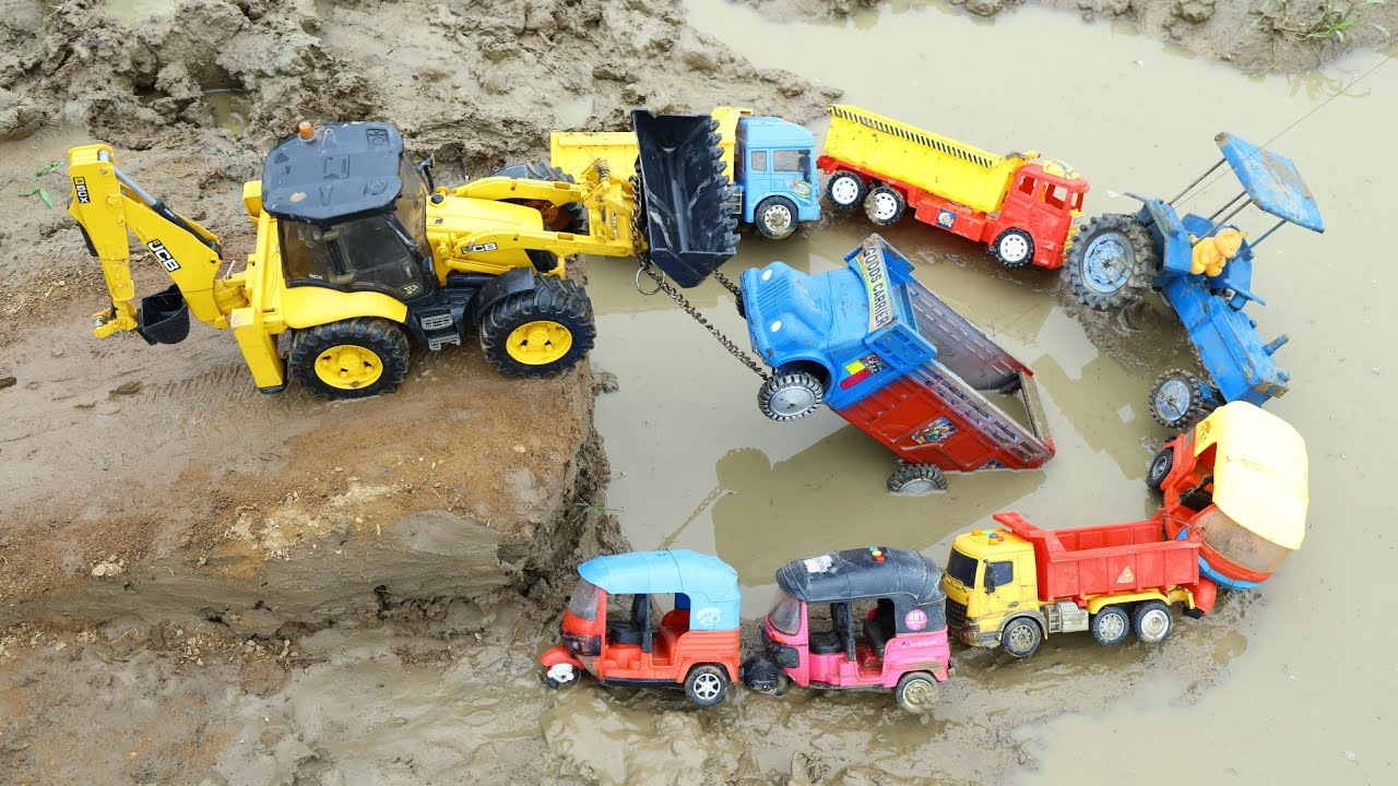Accident -JCB | Rickshaw | Dumper | Tractor | Tipper Truck | Cartoon | Hyva Truck | Mahindra | CSToy