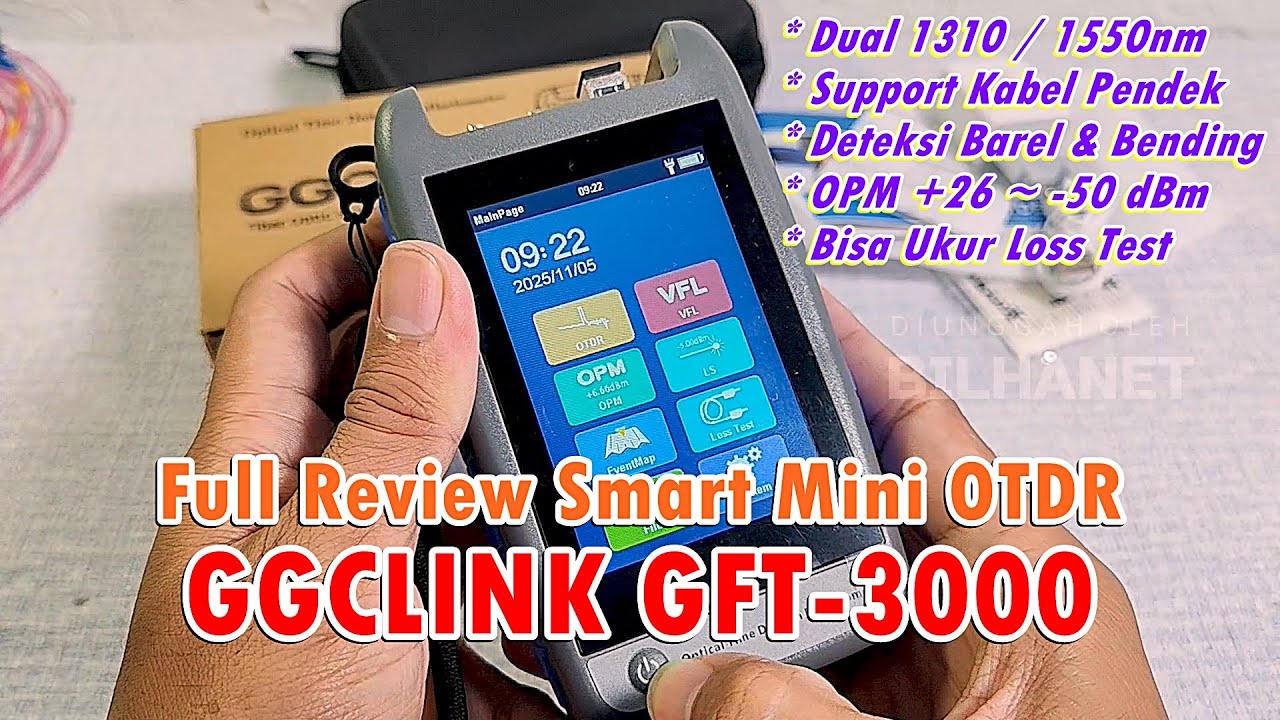OTDR Yang Bisa Baca Sambungan & Kabel Bending dengan 2 Lambda 1310/1550 (GGCLink GFT-3000)