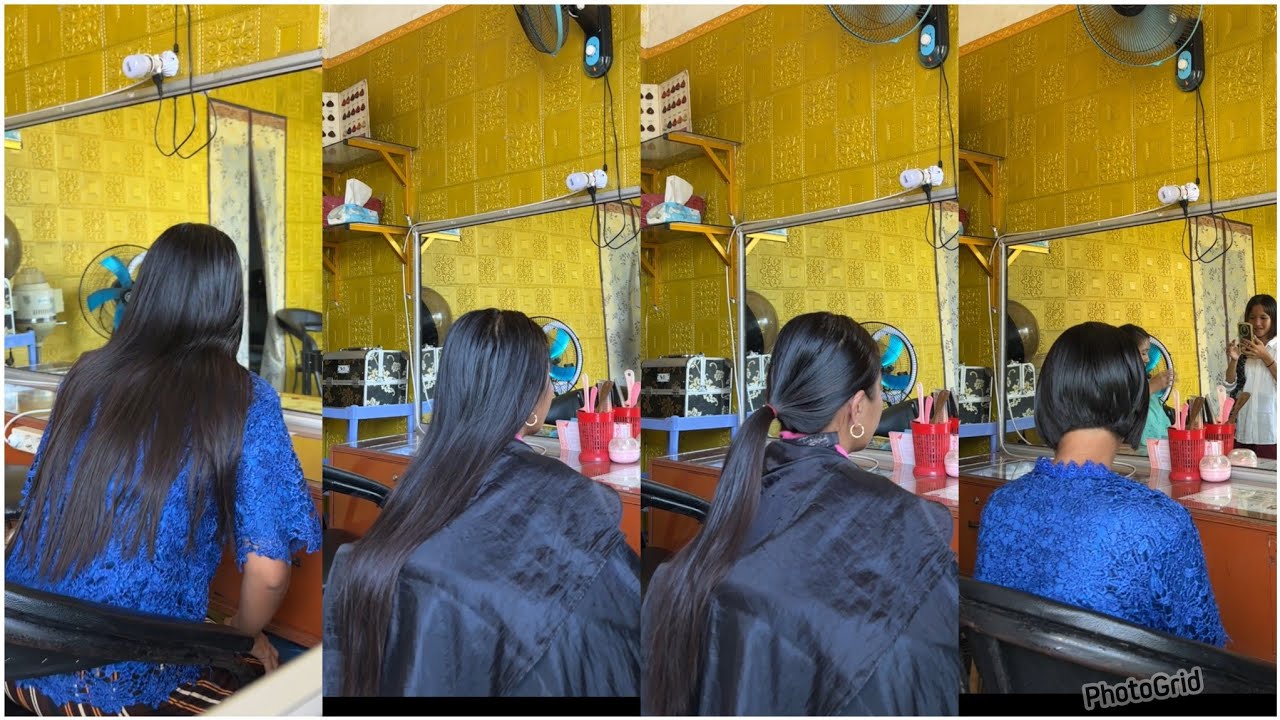 RAMBUT PANJANG LURUS BERKILAU DIBABAT SAMPAI PENDEK BANGET HINGGA BOB POLWAN