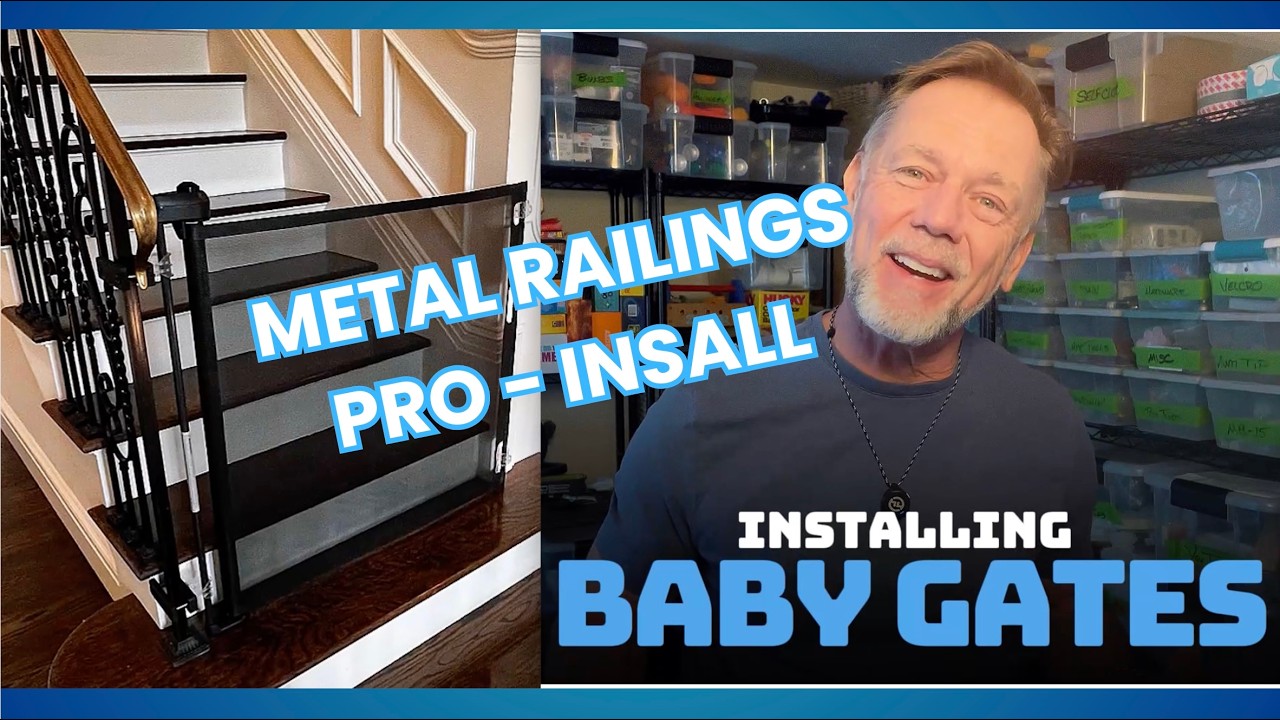 DIY Baby gate installation on metal railings with a professional
