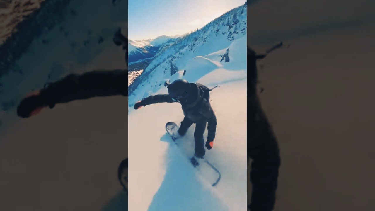 High Speed Snowboarding Ride Ends Buried in Snow ❄️ Snowboarder Snowboard Powder Ride FAIL moments 🏂