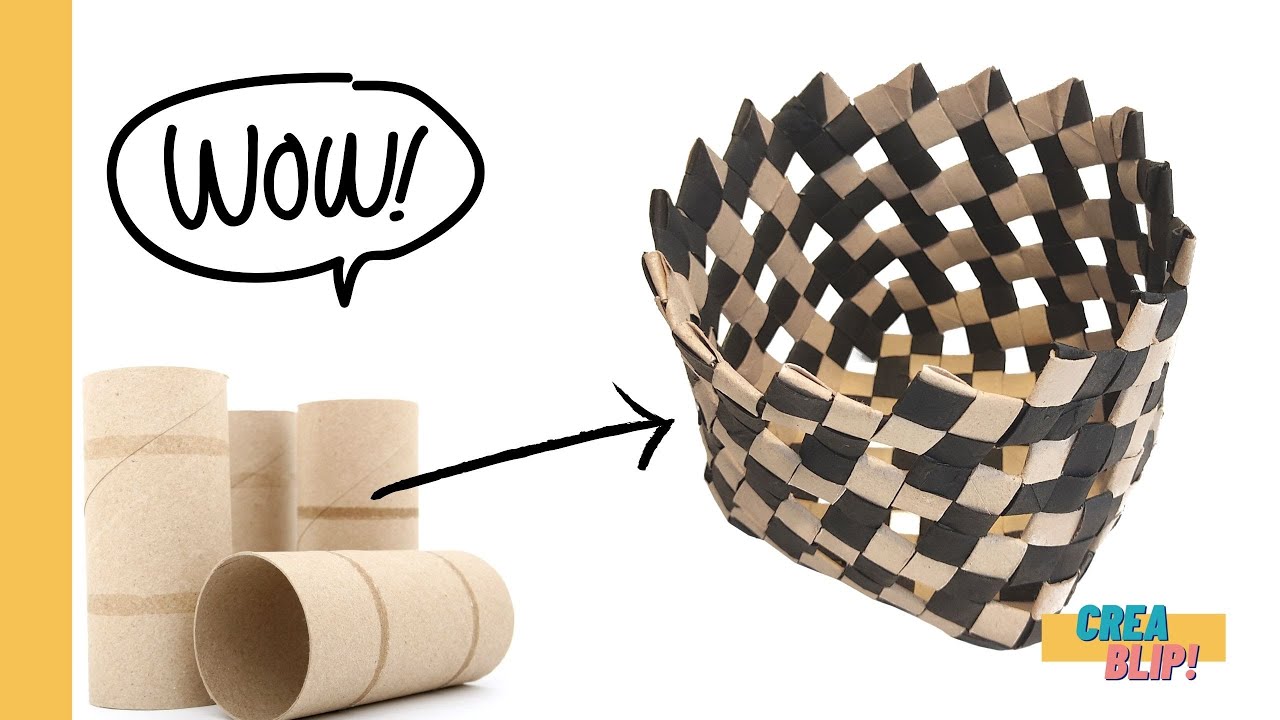 Cómo hacer una cesta con Tubos de Papel Higiénico. Manualidades