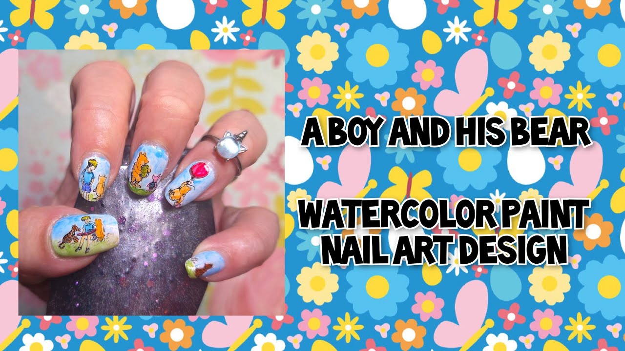 A Boy And His Bear  / Watercolor Paint Nail Art / Sneak Peek of Upcoming Releases PFBR Plates 