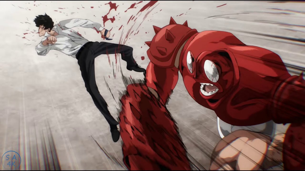 One Punch Man ワンパンマン - Saitama first fight (UHD 4K - Upscaled)