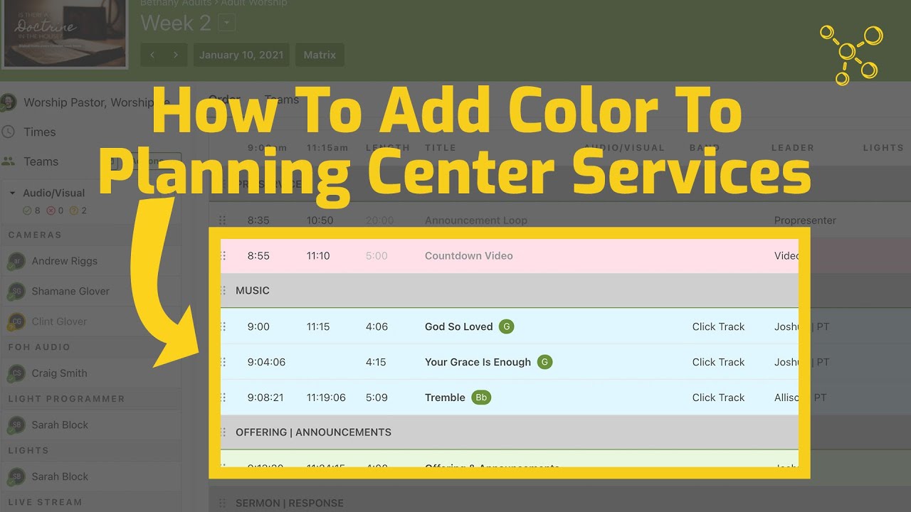 How To Add Color To Planning Center Services