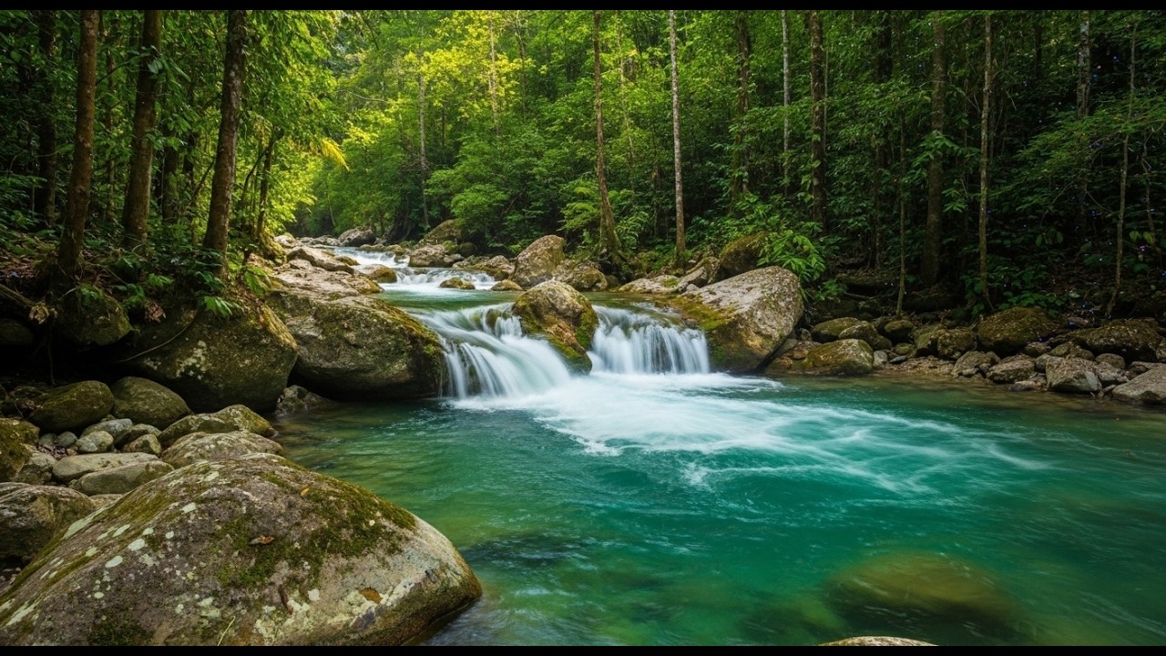 Calm Mind and Sleep Instantly – Relaxing Forest Stream and Waterfall Sounds