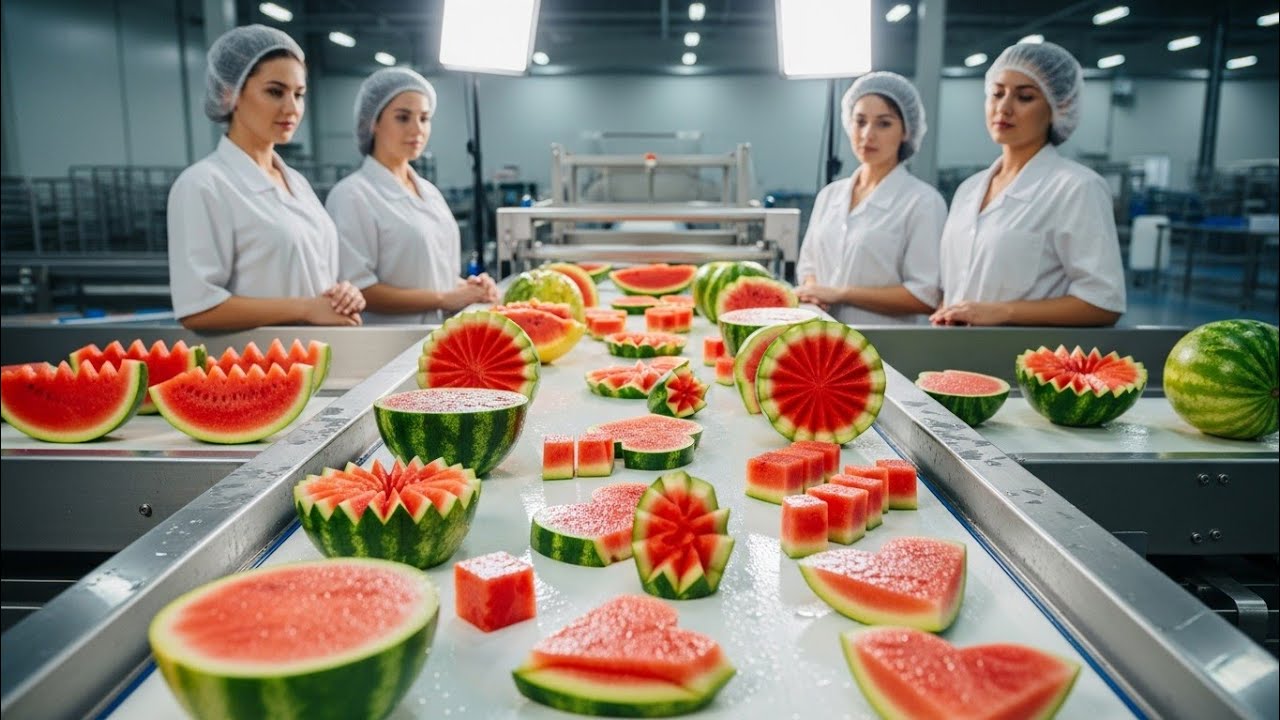 Inside a Modern Watermelon Processing Factory | How Watermelons Are Made