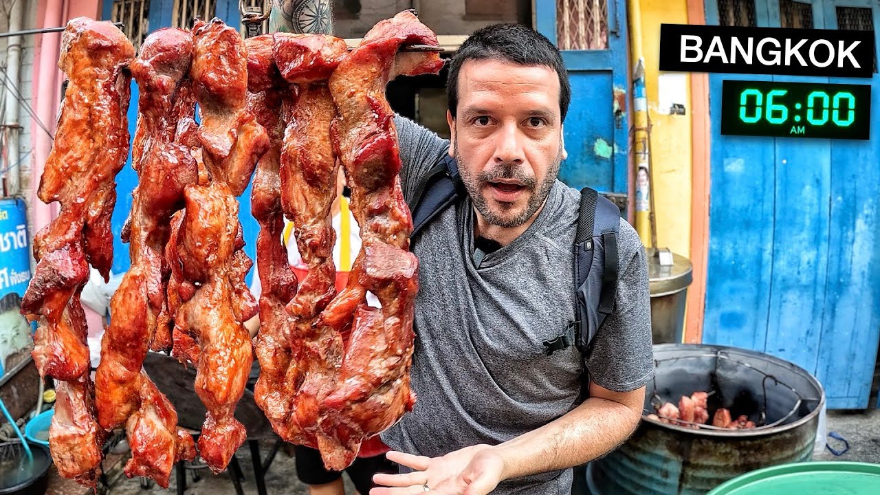 Provando COMIDA DE RUA no mercado matinal de Bangkok!! 🇹🇭