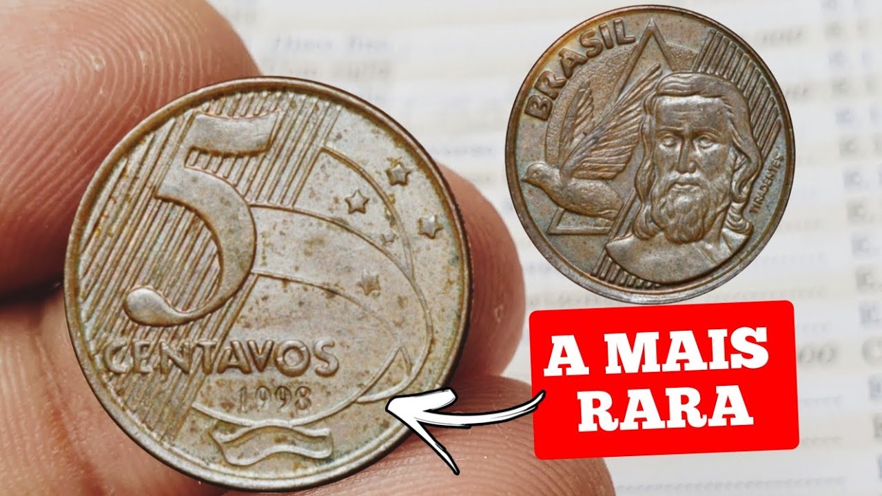 MOEDA 5 CENTAVOS 1998, MOEDA ANTIGA DO REAL ,VALORES ATUALIZADOS 2024.