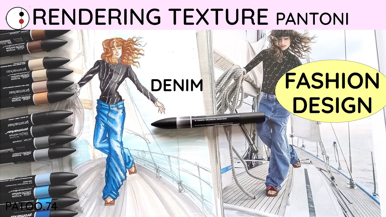 Denim come Colorare SOLO con Pantoni Promarker Figurino Moda Fashion Design | Patoo 74 DISEGNO