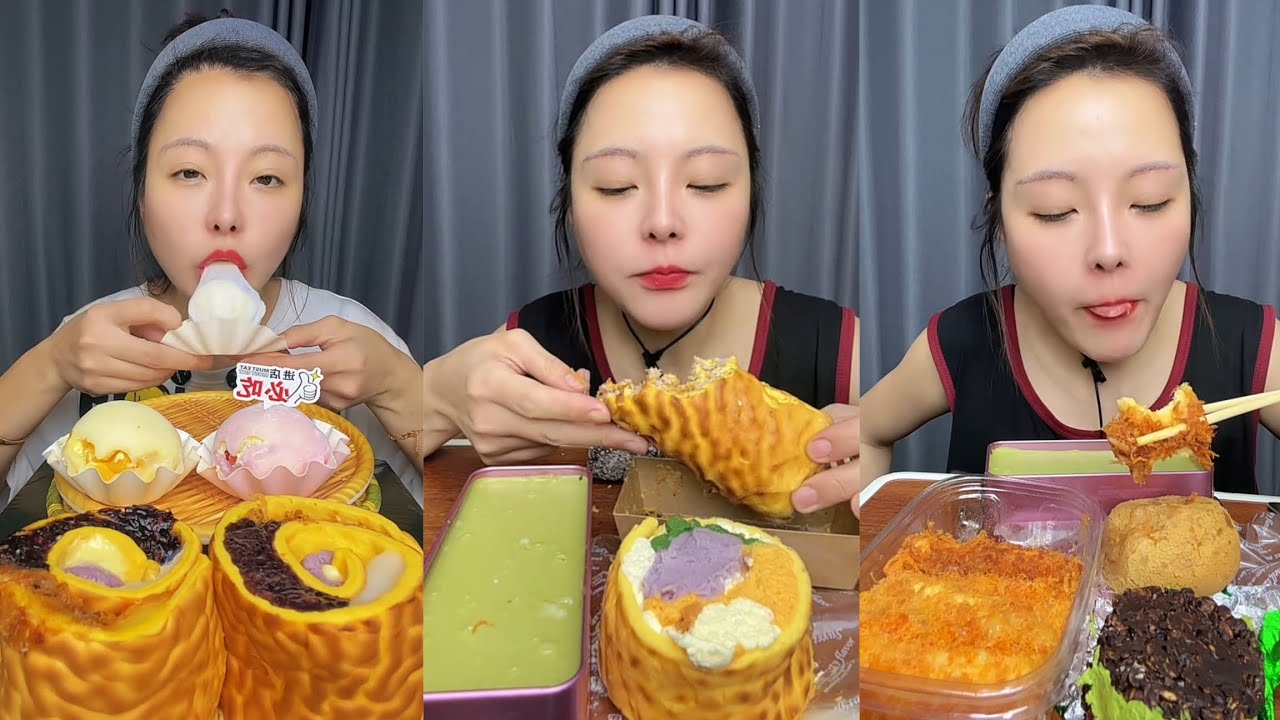 Mooncake ASMR Mukbang | Soft Mooncakes, Red Bean Buns & Creamy Sweet Filling (No Talking)
