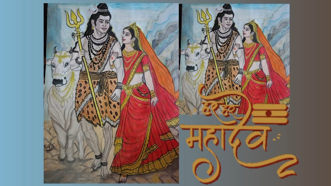 #riyaartist4sx #mahadev parvati ji ki painting 😍❤️ #viral #riya shakya #villageartist #trending draw