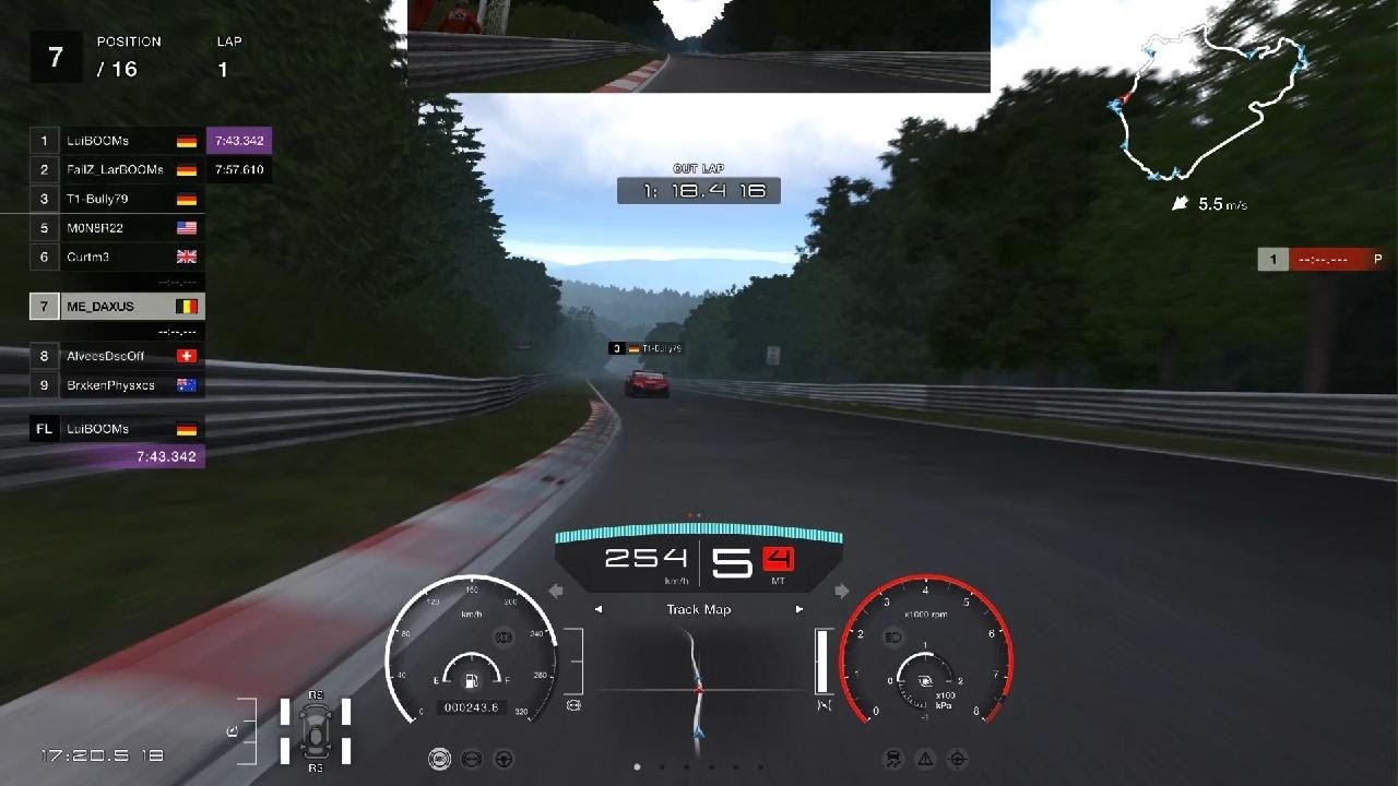 GT7 fully stock 296 gt3 at Nordschleife base lap