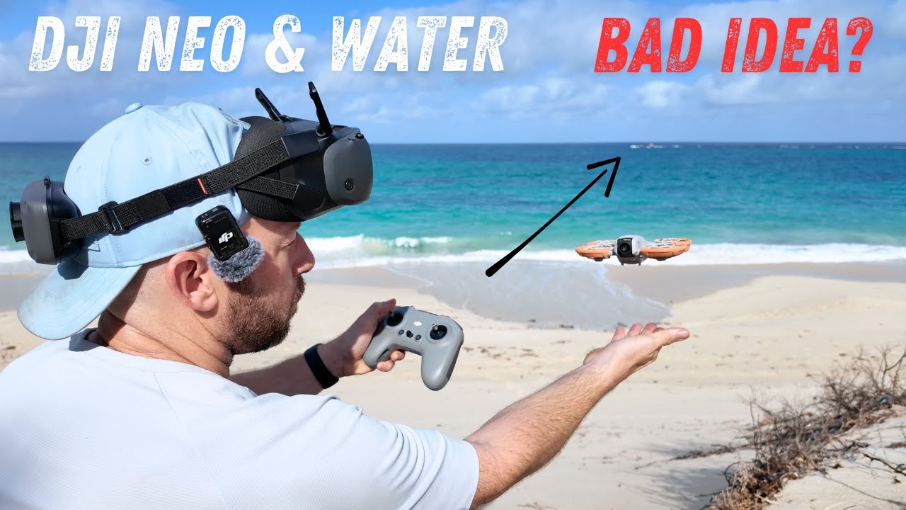 Новичок в DJI Neo пробует ручное управление FPV над водой