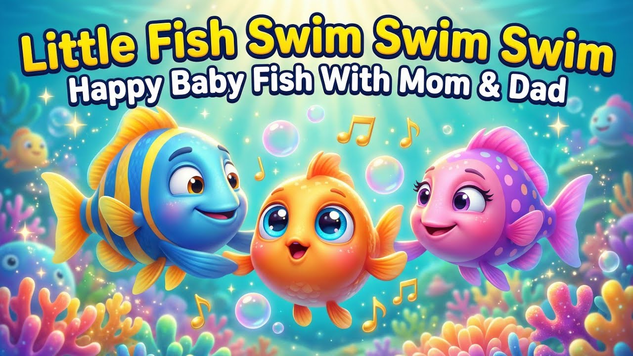 Little Fish Swim Swim Swim 🐟 | Baby Shark Style Kids Song | Nursery Rhymes for Babies & Toddlers