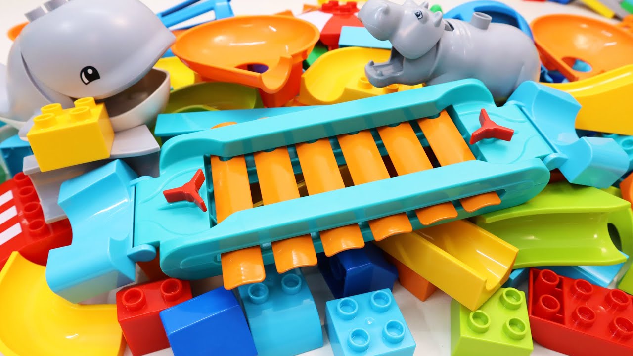 Satisfying Building Blocks Marble Run Race Seesaw Bridge & Whale