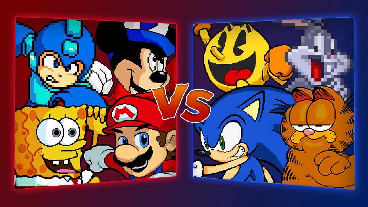 MUGEN Battle - Mario/Mega Man/Wizard Mickey Mouse/SpongeBob vs Sonic/Pac-Man/Bugs Bunny/Garfield