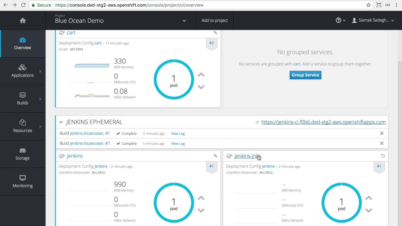 OpenShift Pipelines with Jenkins Blue Ocean