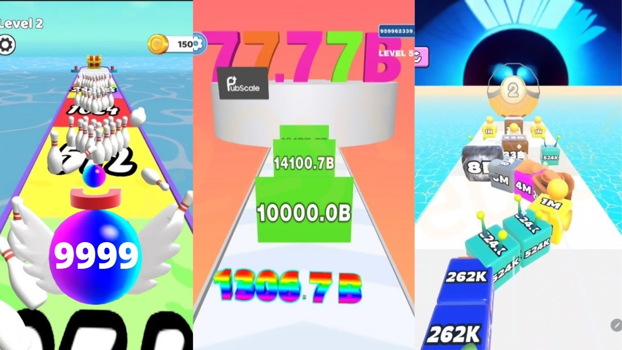 Epic Ball Run 3D Satisfying Games vs Jelly Tube Run 2048 8B vs Number Run Shooting 3 in one Gameplay