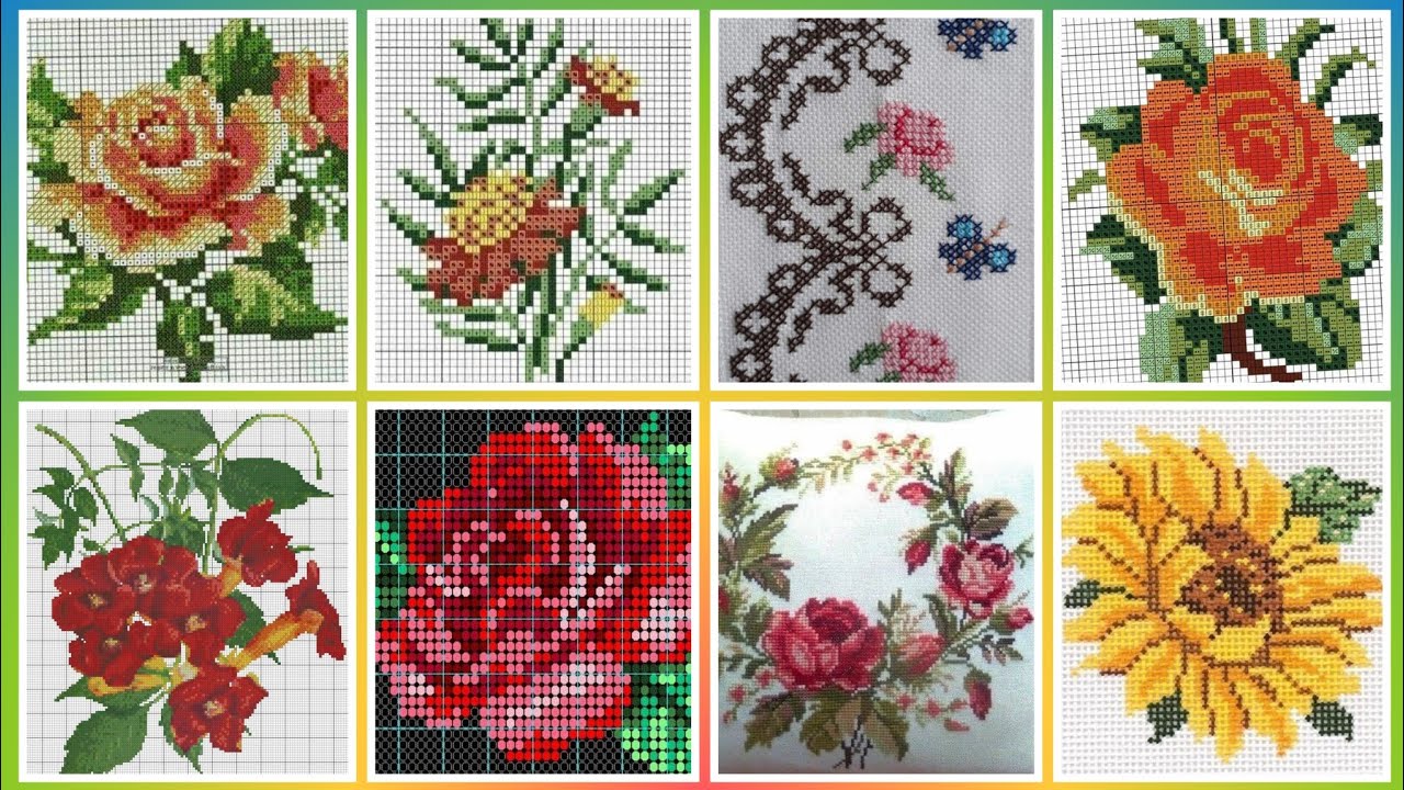 Топ-100+ потрясающих и элегантных схем для вышивки крестом с цветочными мотивами || Идеи для всег...