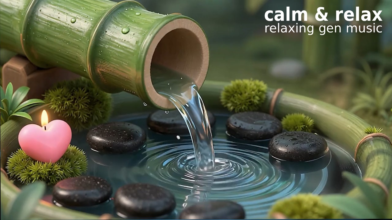 Relaxing Music with Water Sounds Meditation 🍀 Bamboo Water Fountain Healing | Deep Sleep | Spa BGM