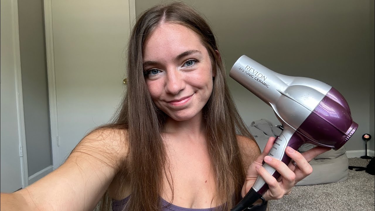 blow drying my hair asmr // wavy and wet, to smooth and dry 🦋