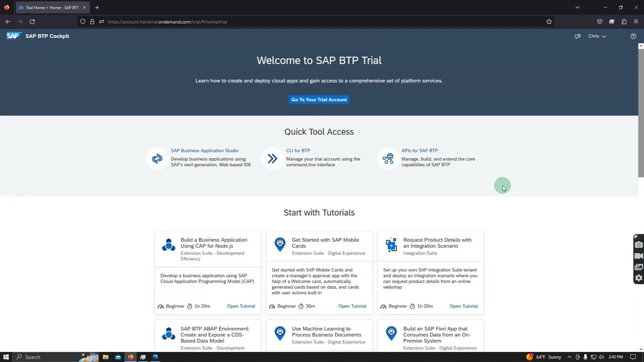 SAP Hana Cloud Trial work around