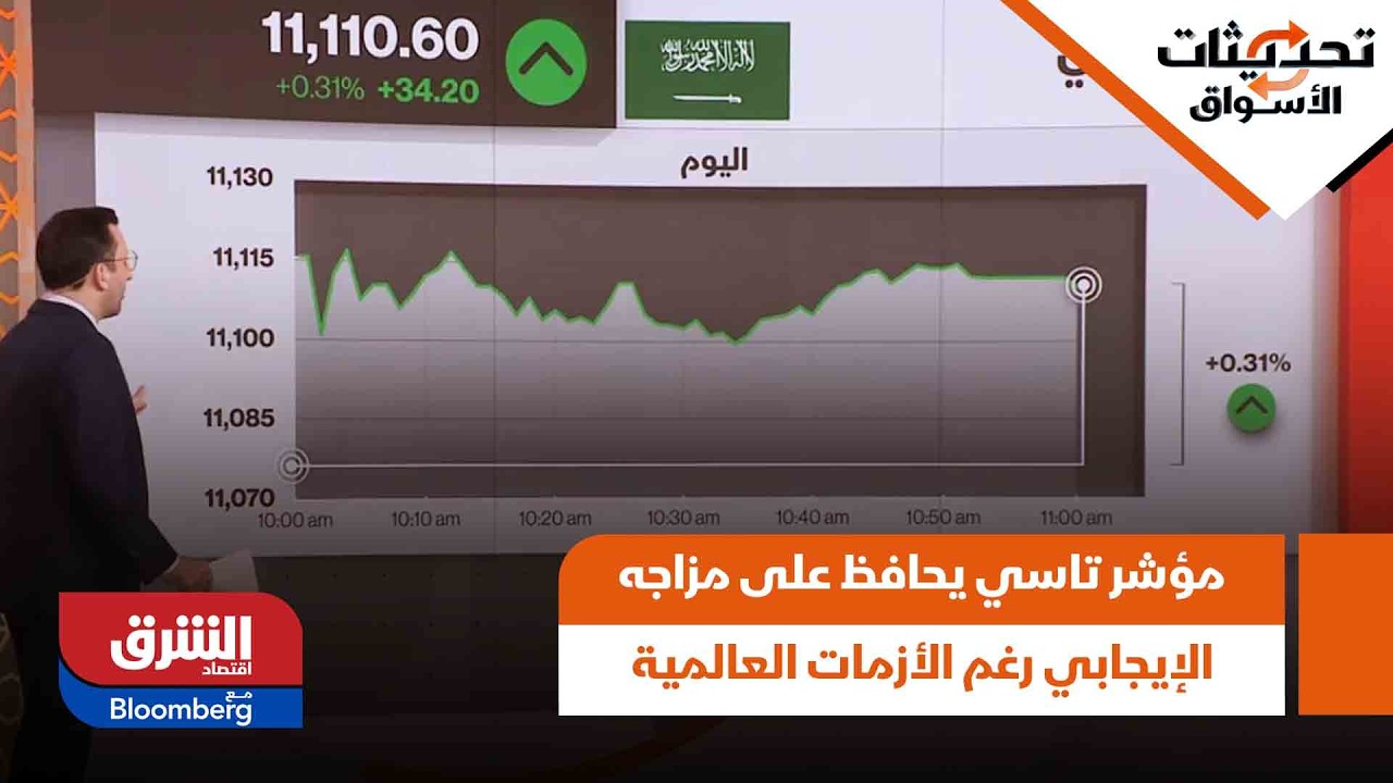 مؤشر تاسي يحافظ على مزاجه الإيجابي رغم الأزمات العالمية وتأثيرها على الأسواق المالية - مؤشرات الشرق