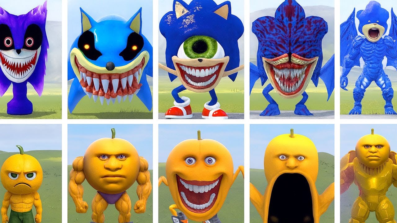 All Odindindun Evolutions vs. Every Sonic.EXE – Poppy Playtime Chapter 4 in Garry’s Mod!