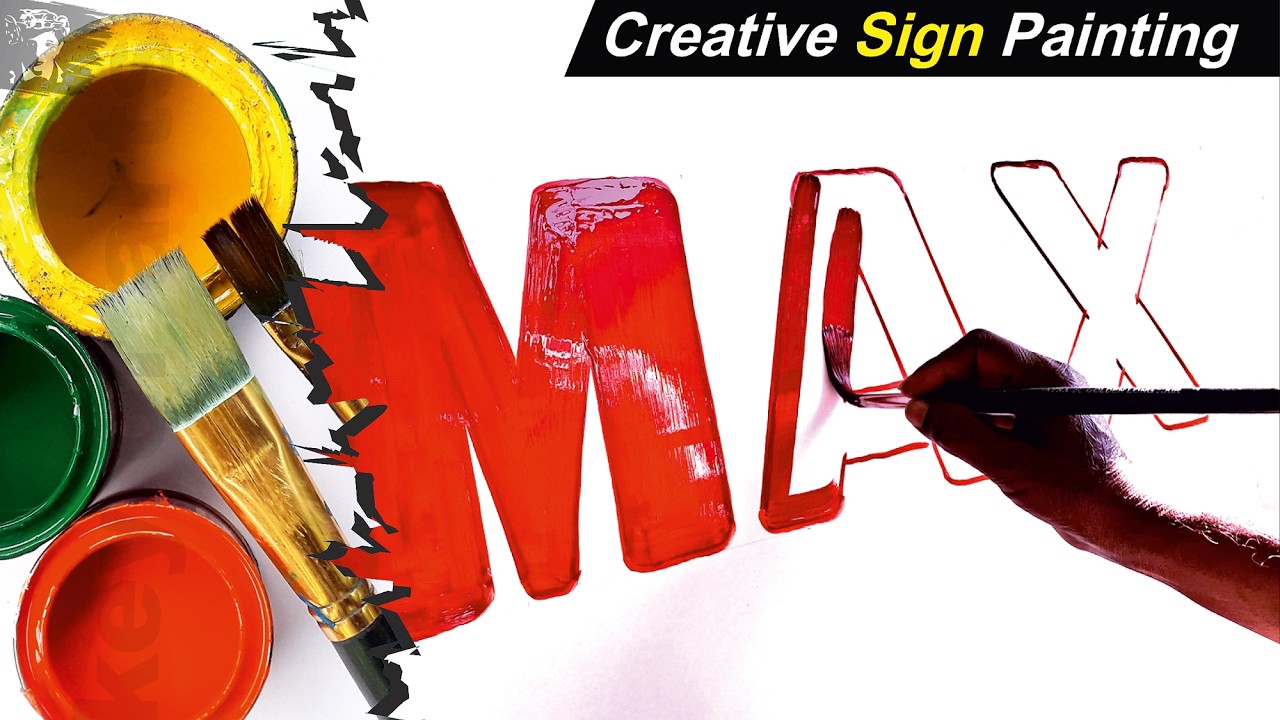 Letter Painting "MAX" English Sign Handwriting Bold Fonts Color Shading | key of arts