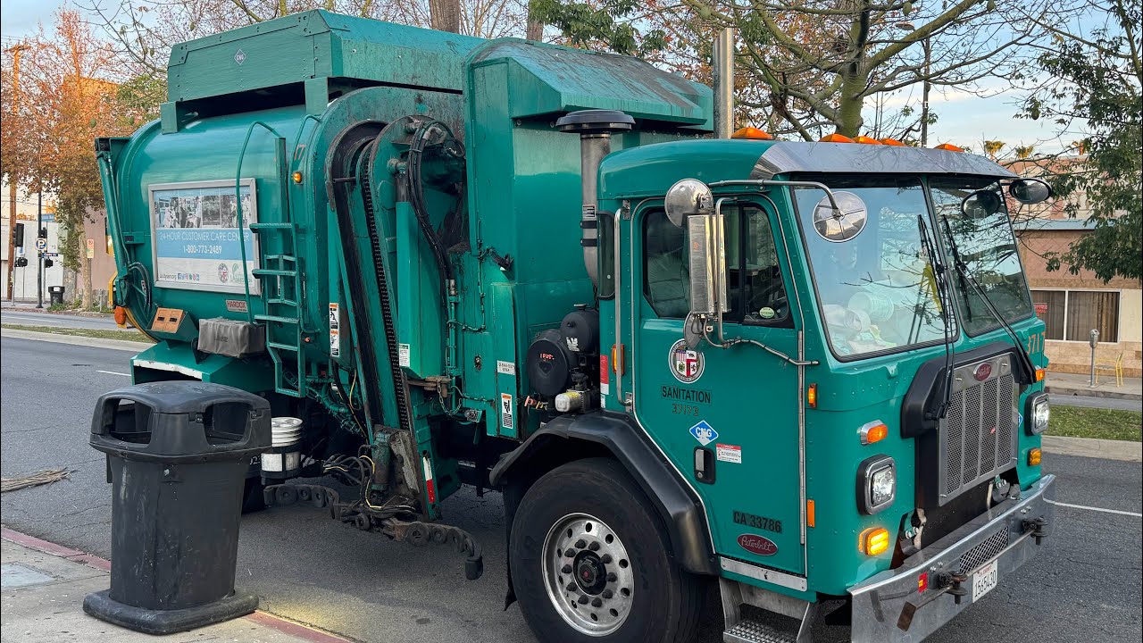 L.A. Garbage Truck Driver POV: West Valley Automated Litter Bin Route! 