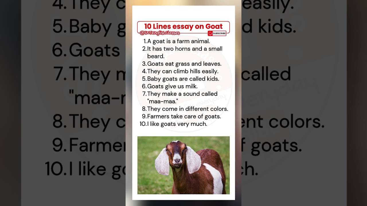 10 Lines on Goat in English | Essay on Goat in English | 10 Lines on Goat