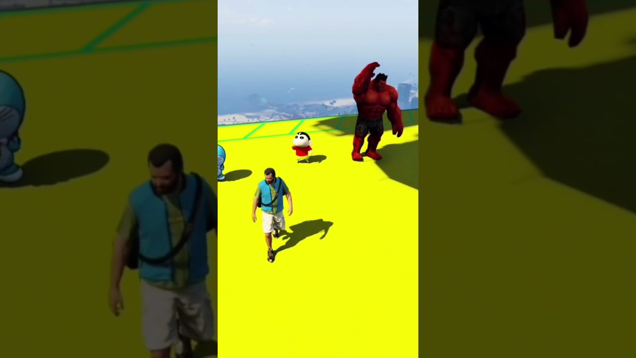 Mega Ramp challenge with shinchan Doraemon RedHulk🤣full fun#Shinchan #mrchandhu#telugu #funnyvideo
