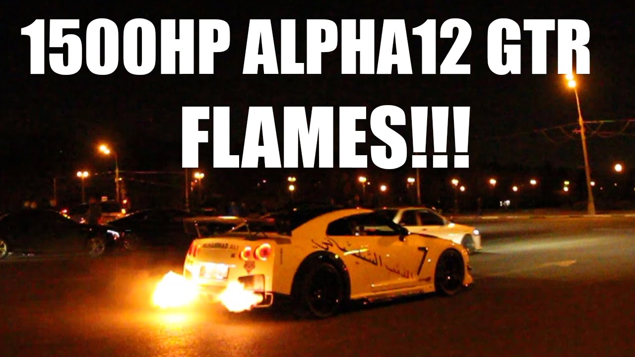1500HP ALPHA12 NISSAN GTR SHOOTING FLAMES!!