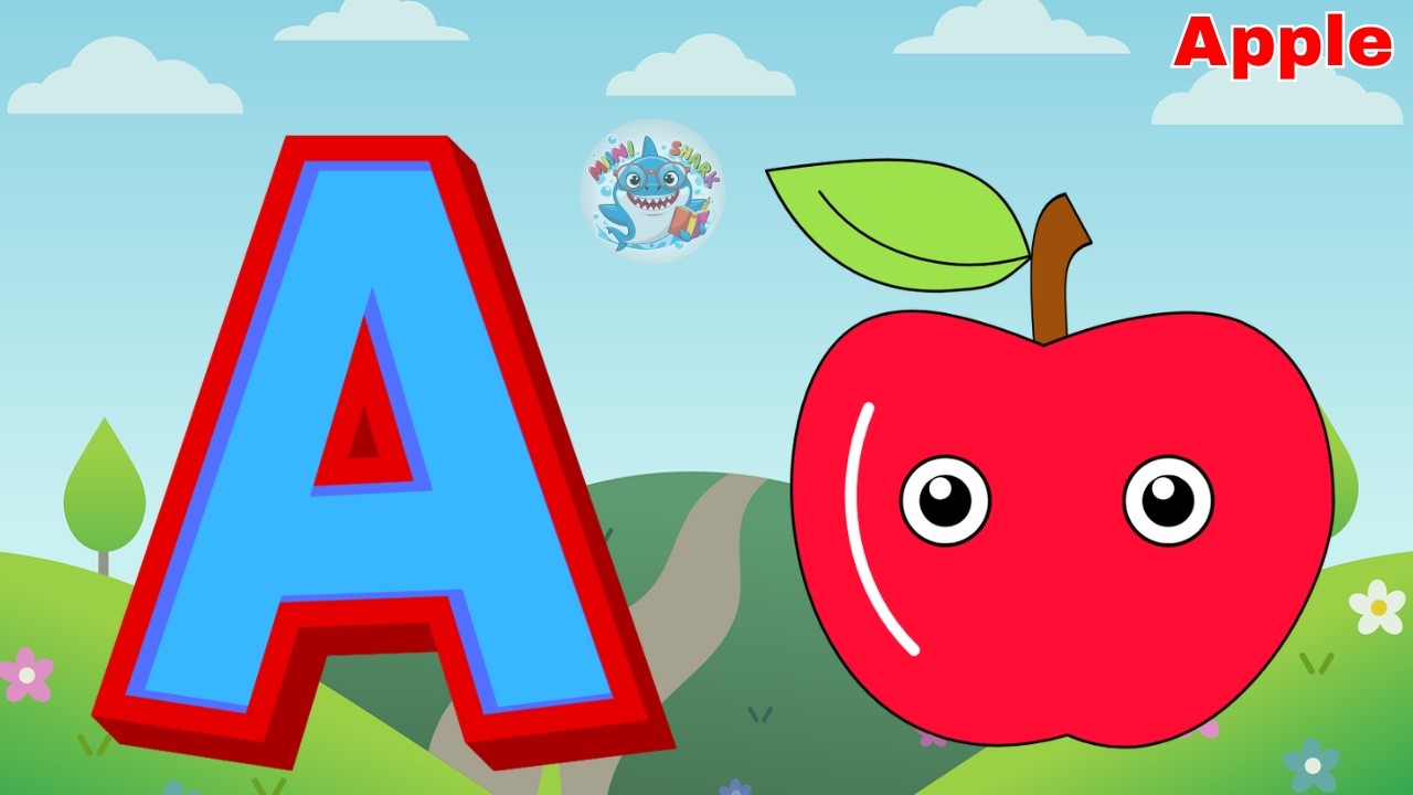 A is for Apple 🍎 | ABC Kids Song | Mini Shark 🦈