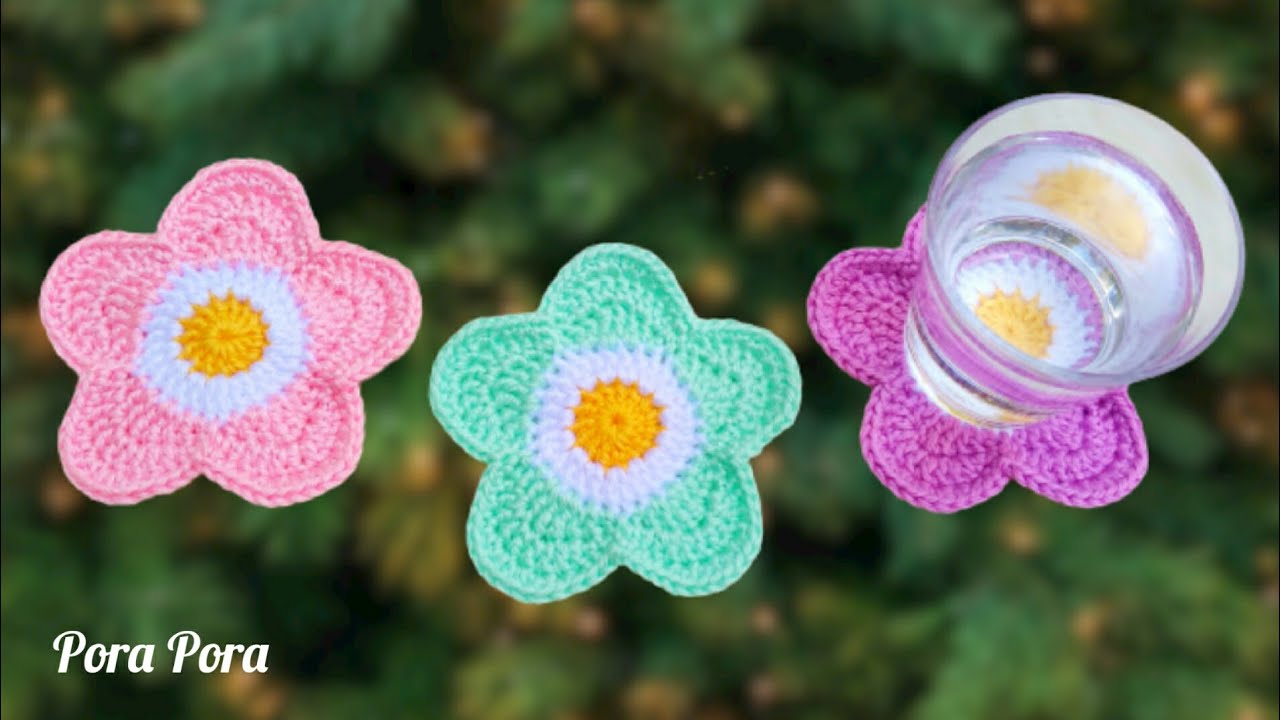 Crochet Flower Coaster I Crochet Flower I Crochet 5 Petals Flower