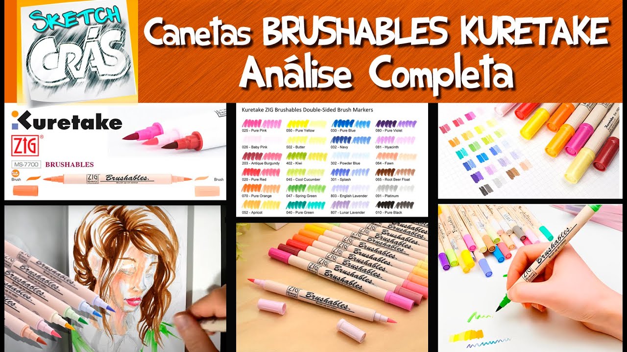 Canetas BRUSHABLES Zig Kuretake marcadores | Análise completa - Sketch Crás
