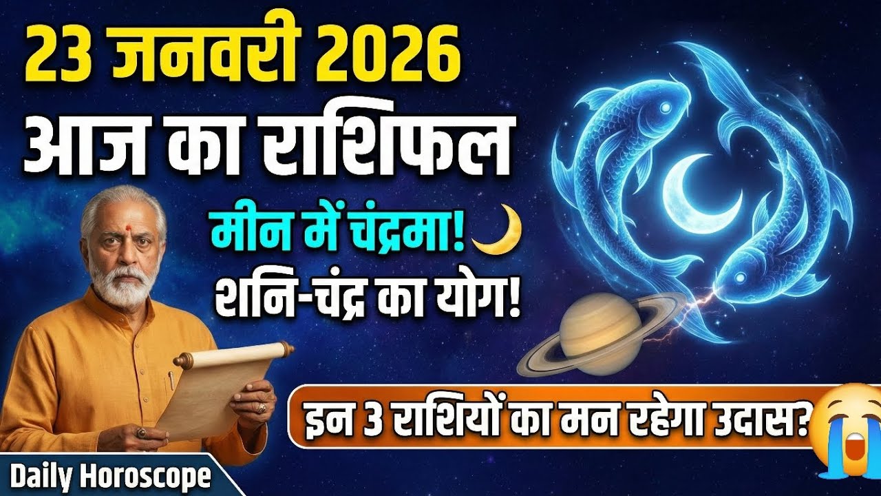 Aaj Ka Rashifal: 23 जनवरी 2026 | शनि-चंद्र का योग! इन 3 राशियों का मन रहेगा उदास? 😢 Daily Horoscope
