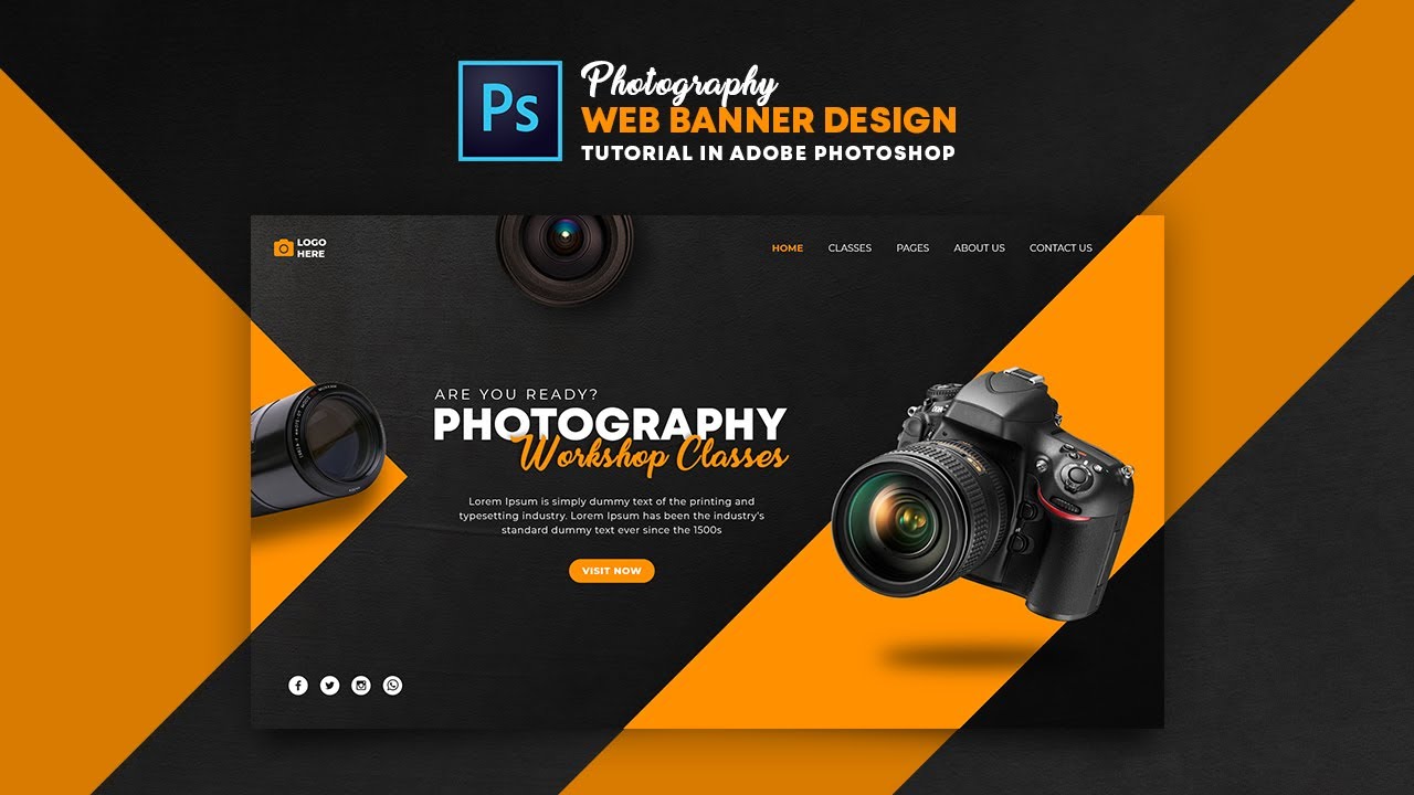 How to Design Photography Classes Web Banner | Adobe Photoshop Tutorial | Speed Art | Grafix Mentor