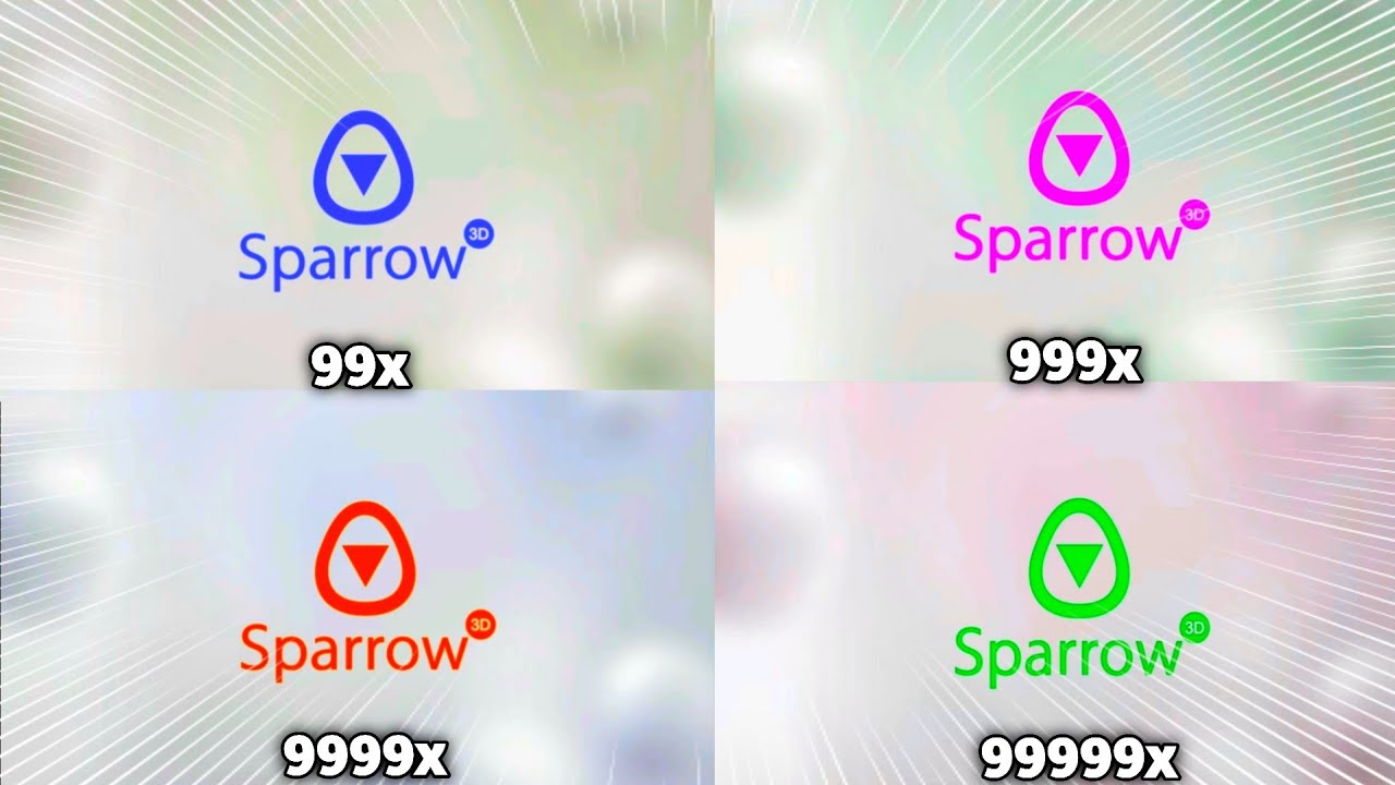 Sparrow 3D Intro Logo Supercharged to 999999x Speed Klasky Csupo Effects!